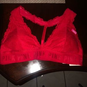 Red lace bra